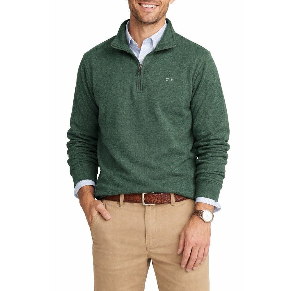 Vineyard Vines “Saltwater” Quarter-Zip Pullover. Size S, Green NWT